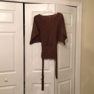 Women’s bronze glitter belted top sz S